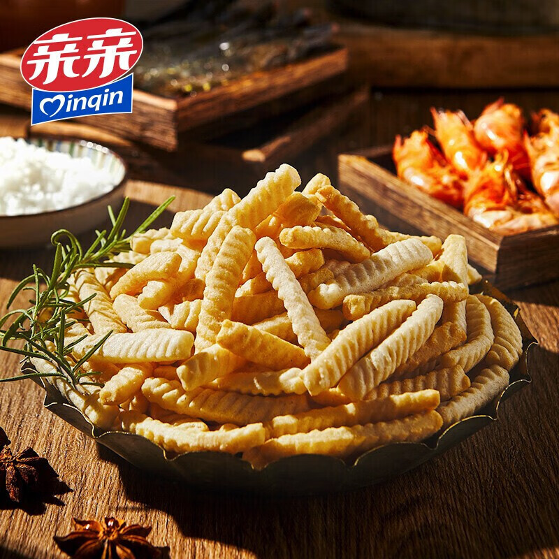 领41-20券:亲亲  经典口味虾条 香辣味/烧烤味/原味 80g*1袋任拍6件到手21.4元，折3.5/大包装，经典零食 童插图